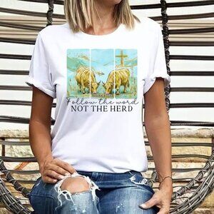 Follow The Word Religious Western Custom Tee Graphic Short Sleeve T-shirt